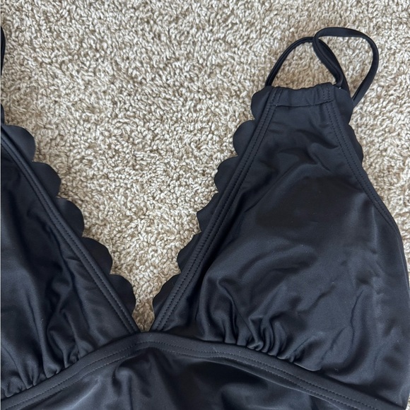 Scallop Trim Maternity Swimsuit One Piece V Neck Pregnancy Bathing Suit Black L - Picture 4 of 10